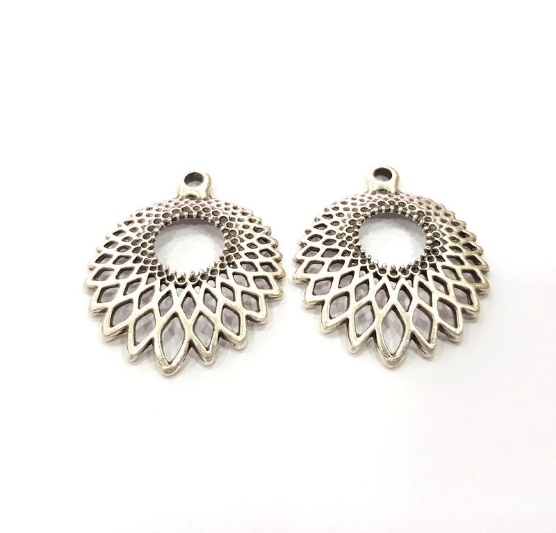 4 Silver Charms Antique Silver Plated Charms (33x27mm)  G16186