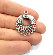 4 Silver Charms Antique Silver Plated Charms (33x27mm)  G16186