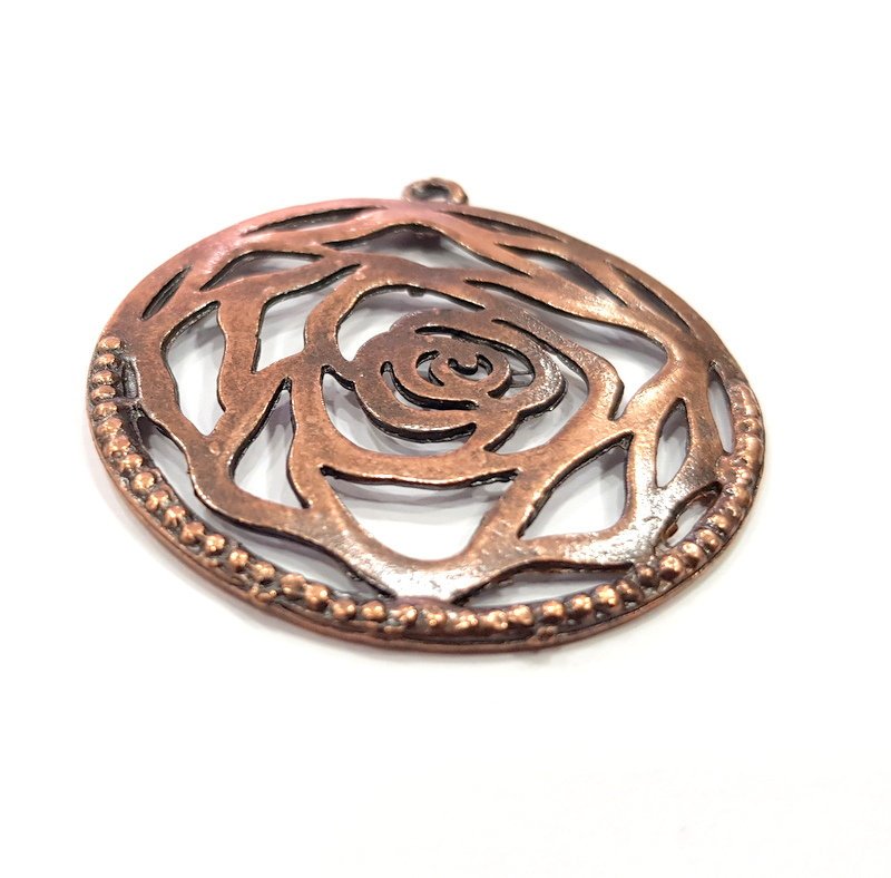 2 Rose Charm Antique Copper Charm (41mm) G16190