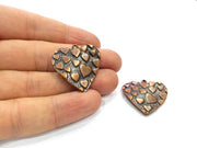 2 Heart Charm Antique Copper Charm (29mm) G16209