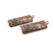 2 Copper Charm Antique Copper Charm (40x14mm) G16217
