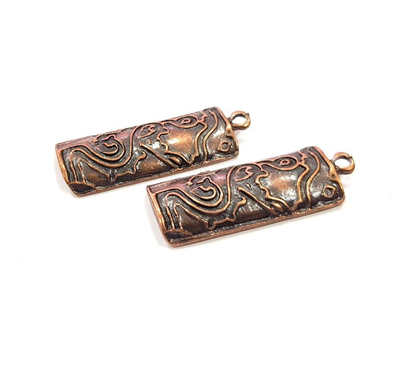 2 Copper Charm Antique Copper Charm (40x14mm) G16217