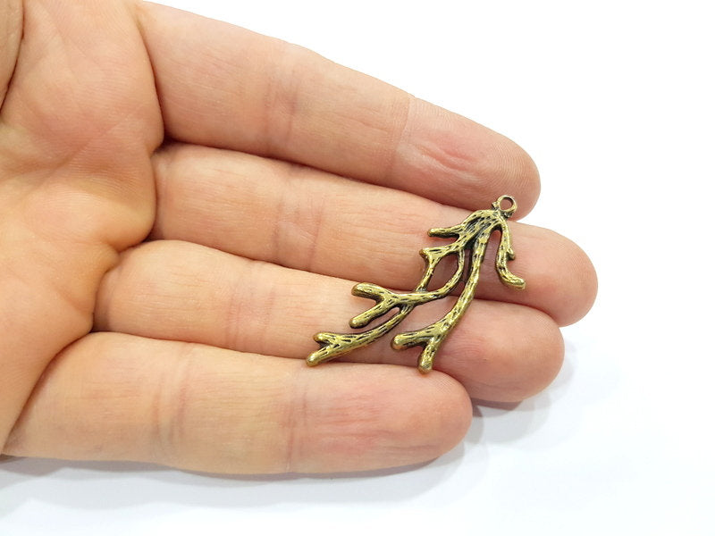4 Coral Charm Antique Bronze Charm Antique Bronze Plated Metal  (44x19mm) G16232