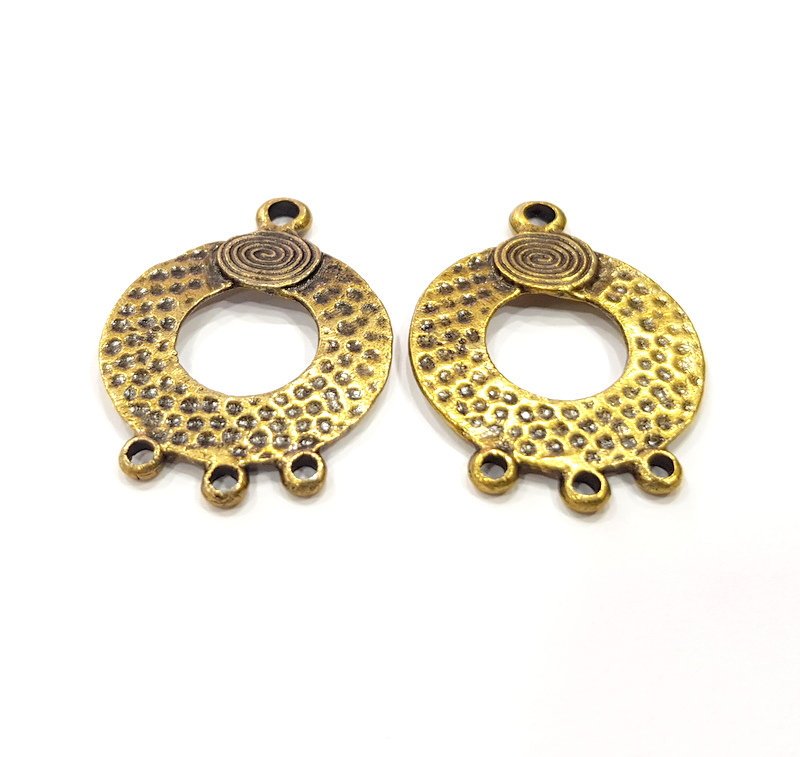 2 Antique Bronze Charm Connector Antique Bronze Plated Metal  (33x24mm) G16233