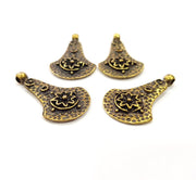 4 Antique Bronze Charm Antique Bronze Plated Metal  (27x16mm) G16234