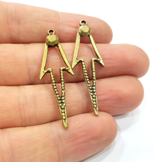 4 Antique Bronze Charm Antique Bronze Plated Metal  (43x14mm) G16235