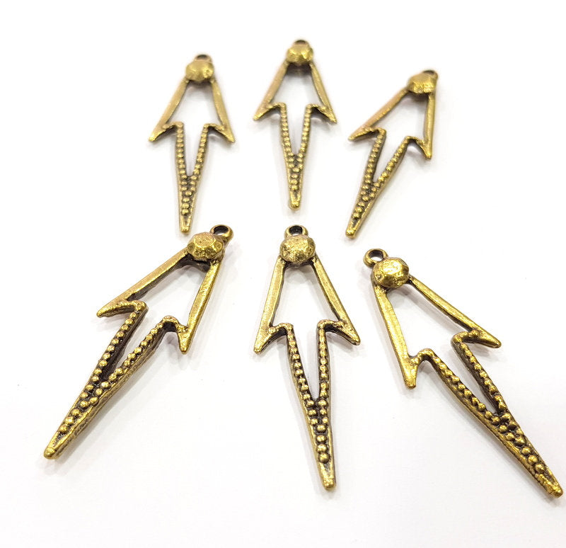 4 Antique Bronze Charm Antique Bronze Plated Metal  (43x14mm) G16235