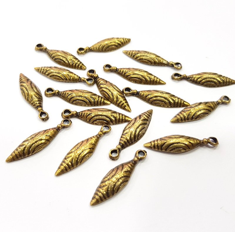 10 Antique Bronze Charm Antique Bronze Plated Charm (24x6mm) G16240
