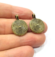 4 Spiral Charm Antique Bronze Charm (24x17mm) G16242