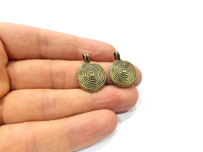 4 Spiral Charm Antique Bronze Charm (24x17mm) G16242