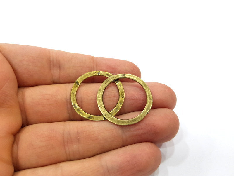 10 Circle Connector Findings Antique Bronze Plated Findings (27mm) G16244