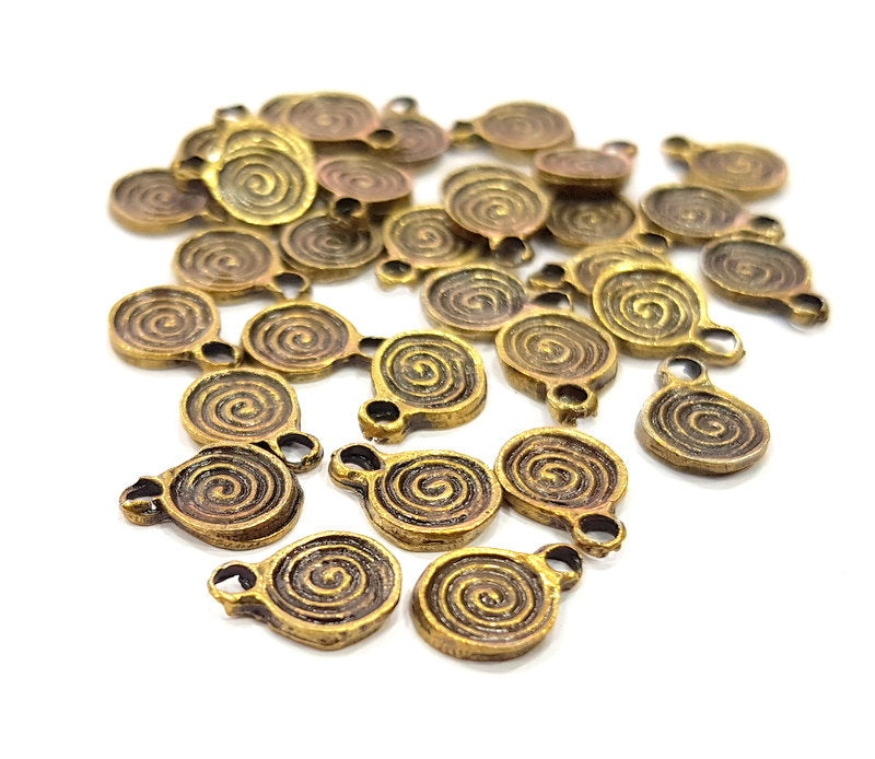 20 Spiral Charm Antique Bronze Charm (10x8mm) G16247