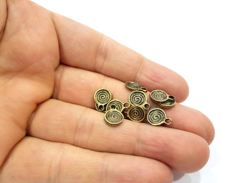 20 Spiral Charm Antique Bronze Charm (10x8mm) G16247