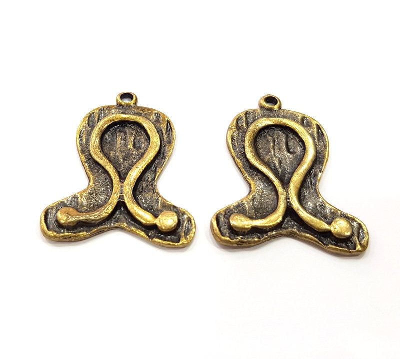2 Antique Bronze Charm Antique Bronze Plated Charm (38x30mm) G16248