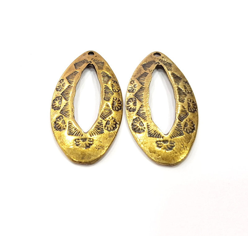 2 Antique Bronze Charm Antique Bronze Plated Charm (42x20mm) G16250