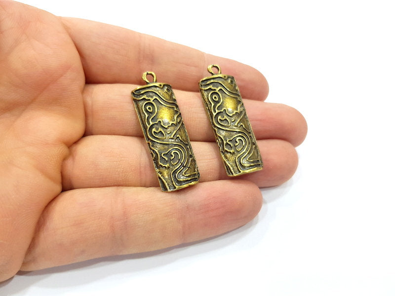 2 Antique Bronze Charm Antique Bronze Plated Charm (39x13mm) G16262