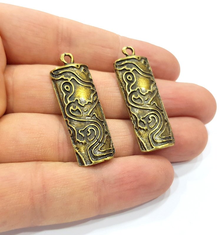 2 Antique Bronze Charm Antique Bronze Plated Charm (39x13mm) G16262