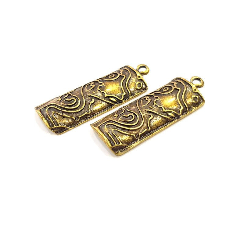 2 Antique Bronze Charm Antique Bronze Plated Charm (39x13mm) G16262