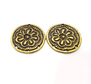 2 Antique Bronze Connector Charm Antique Bronze Plated Charm (30mm) G16264