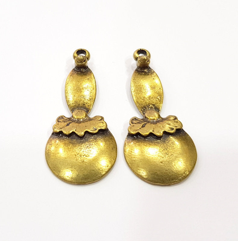 2 Antique Bronze Charm Antique Bronze Plated Charm (44x19mm) G16265
