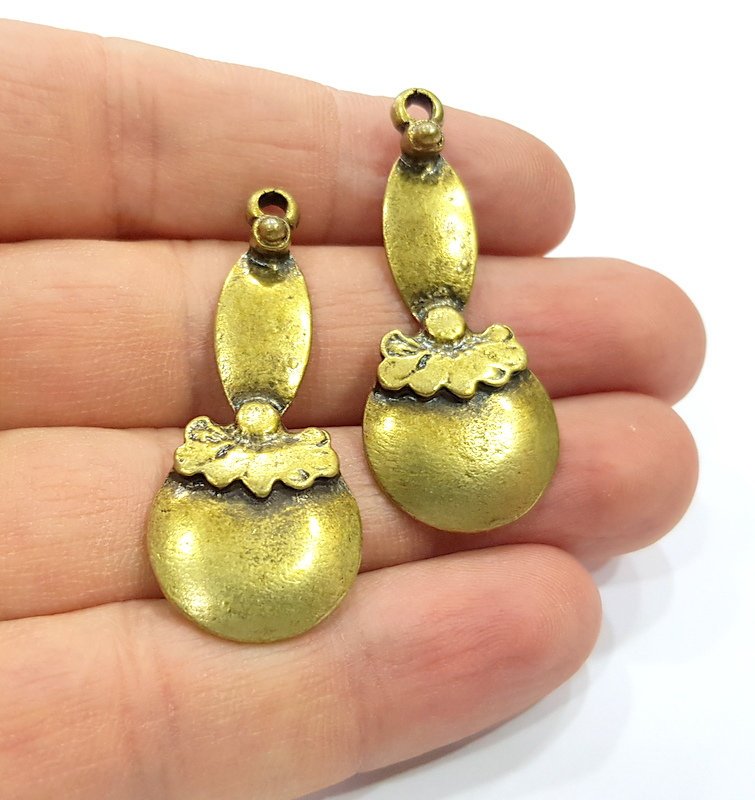 2 Antique Bronze Charm Antique Bronze Plated Charm (44x19mm) G16265