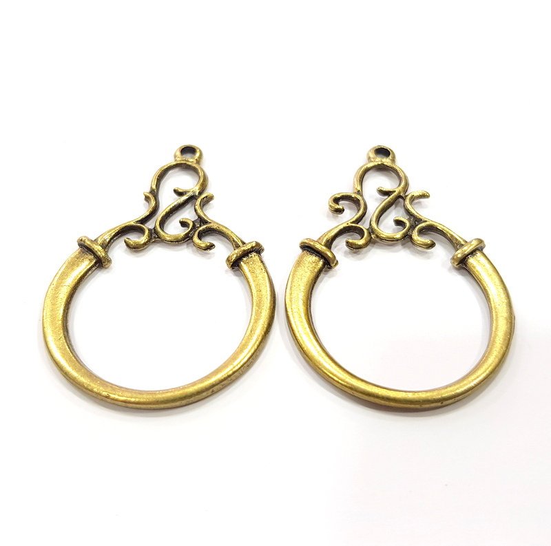 2 Antique Bronze Charm Antique Bronze Plated Charm (52x35mm) G16267