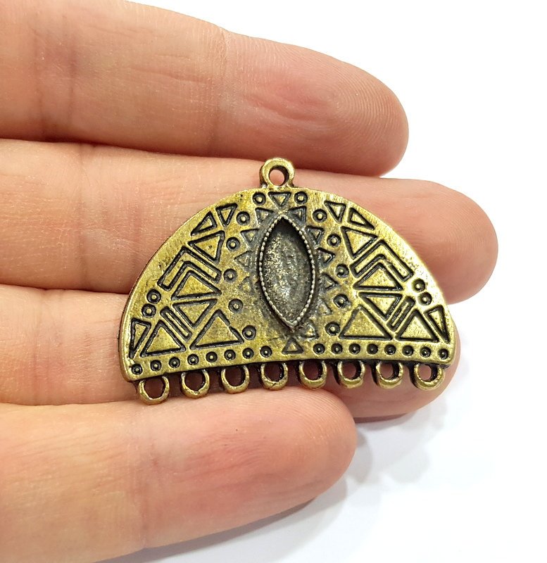 2 Antique Bronze Connector Charm Antique Bronze Plated Charm (42x38mm) G16268