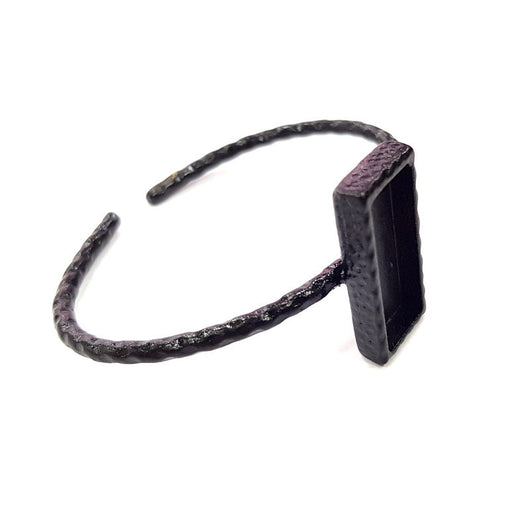 Black Bracelet Blank Cuff Bezel Resin Bangle inlay Blank Glass Cabochon Base Bezel Hammered Adjustable Black Bracelet (25x10mm ) G16273