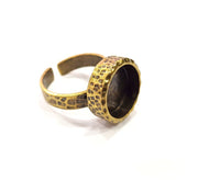 Antique Bronze Ring Blank Setting Cabochon Base inlay Ring Backs Mounting Adjustable Ring Bezel (12mm blank) Antique Bronze Plated G16277