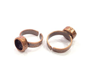 Copper Ring Blank Setting Cabochon Base inlay Ring Backs Mounting Adjustable Ring Base Bezel (8mm blank) Antique Copper Plated G16279