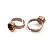 Copper Ring Blank Setting Cabochon Base inlay Ring Backs Mounting Adjustable Ring Base Bezel (8mm blank) Antique Copper Plated G16279