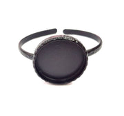 Black Bracelet Blank Cuff Bezel Resin Bangle inlay Blank Glass Cabochon Base Bezel Hammered Adjustable Black Bracelet (30mm ) G16280