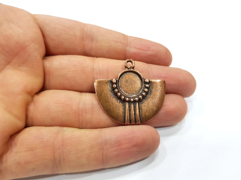 2 Copper Pendant Blank Mountings Antique Copper Plated Metal ( 12 mm round blank) G16283