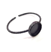 Black Bracelet Blank Cuff Bezel Resin Bangle inlay Blank Glass Cabochon Base Bezel Hammered Adjustable Black Bracelet (20mm ) G16304