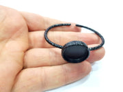 Black Bracelet Blank Cuff Bezel Resin Bangle inlay Blank Glass Cabochon Base Bezel Hammered Adjustable Black Bracelet (20mm ) G16304