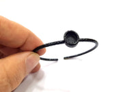 Black Bracelet Blank Cuff Bezel Resin Bangle inlay Blank Glass Cabochon Base Bezel Hammered Adjustable Black Bracelet (10x8mm ) G16305