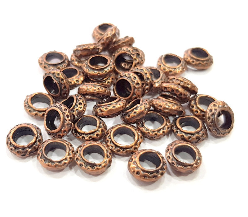 20 Copper Rondelle Beads Antique Copper Beads Antique Copper Plated Metal (8mm) G16307