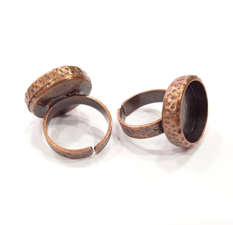 Copper Ring Blank Setting Cabochon Base inlay Ring Backs Mounting Adjustable Ring Base Bezel (16mm blank) Antique Copper Plated G16308