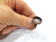 Copper Ring Blank Setting Cabochon Base inlay Ring Backs Mounting Adjustable Ring Base Bezel (16mm blank) Antique Copper Plated G16308