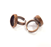 Copper Ring Blank Setting Cabochon Base inlay Ring Backs Mounting Adjustable Ring Base Bezel (18x13mm blank) Antique Copper Plated G16309
