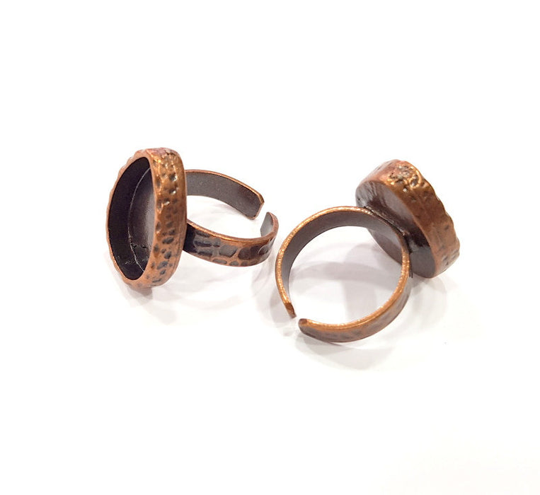 Copper Ring Blank Setting Cabochon Base inlay Ring Backs Mounting Adjustable Ring Base Bezel (18x13mm blank) Antique Copper Plated G16309