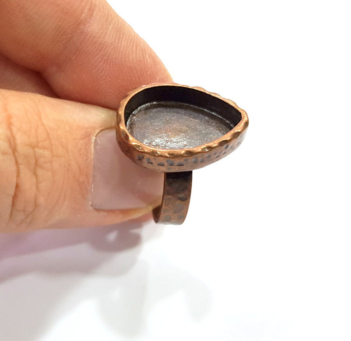 Copper Ring Blank Setting Cabochon Base inlay Ring Backs Mounting Adjustable Ring Base Bezel (18x13mm blank) Antique Copper Plated G16309