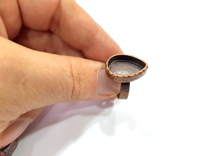 Copper Ring Blank Setting Cabochon Base inlay Ring Backs Mounting Adjustable Ring Base Bezel (18x13mm blank) Antique Copper Plated G16309
