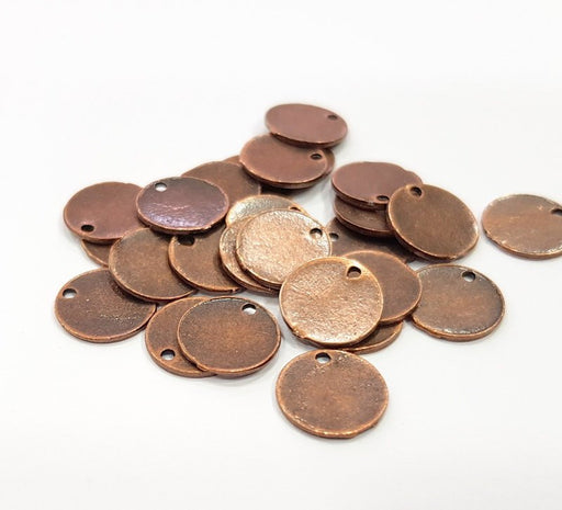 20 Disc Charms Flake Charms Antique Copper Plated Metal (11mm)  G16311
