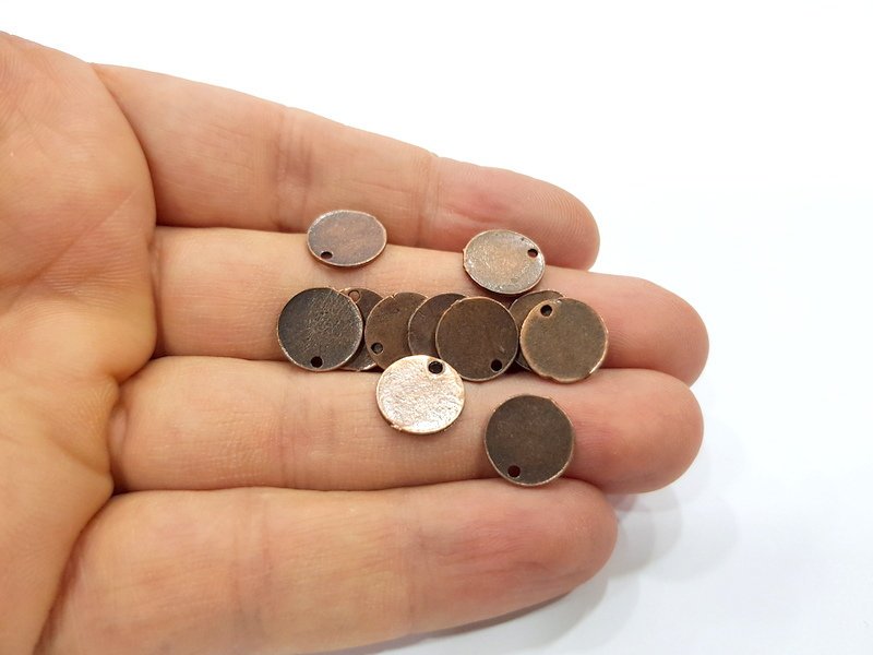 20 Disc Charms Flake Charms Antique Copper Plated Metal (11mm)  G16311