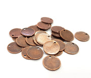 20 Disc Charms Flake Charms Antique Copper Plated Metal (11mm)  G16311