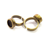 Antique Bronze Ring Blank Setting Cabochon Base inlay Ring Backs Mounting Adjustable Ring Bezel (10mm blank) Antique Bronze Plated G16314