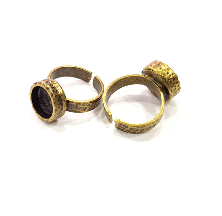 Antique Bronze Ring Blank Setting Cabochon Base inlay Ring Backs Mounting Adjustable Ring Bezel (10mm blank) Antique Bronze Plated G16314