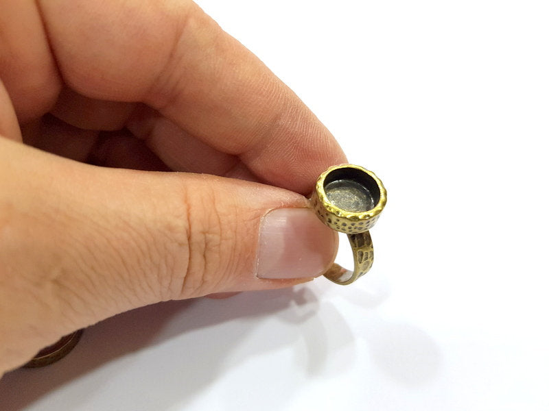 Antique Bronze Ring Blank Setting Cabochon Base inlay Ring Backs Mounting Adjustable Ring Bezel (10mm blank) Antique Bronze Plated G16314