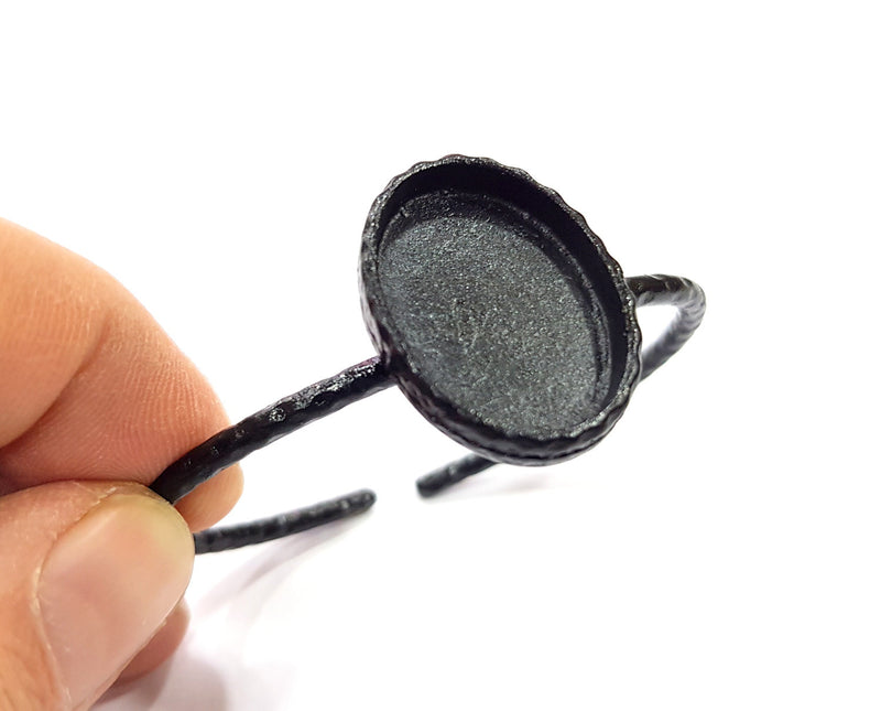 Antique Bronze Ring Blank Setting Cabochon Base inlay Ring Backs Mounting Adjustable Ring Bezel (25x18mm blank) Antique Bronze Plated G16315